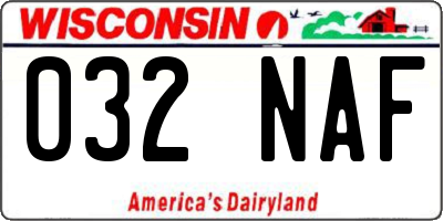 WI license plate 032NAF