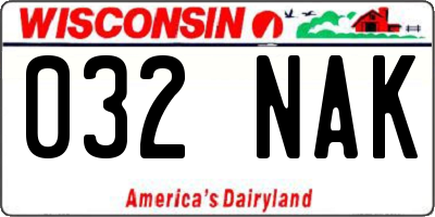 WI license plate 032NAK