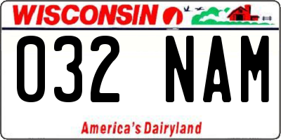 WI license plate 032NAM