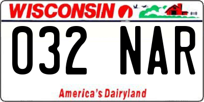 WI license plate 032NAR