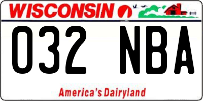 WI license plate 032NBA