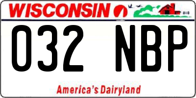 WI license plate 032NBP