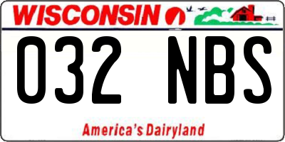 WI license plate 032NBS