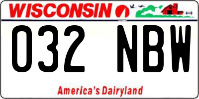 WI license plate 032NBW