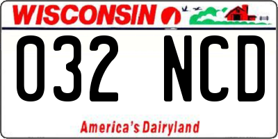 WI license plate 032NCD