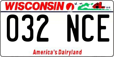 WI license plate 032NCE