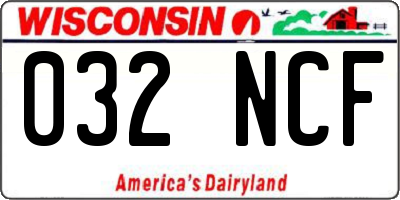 WI license plate 032NCF