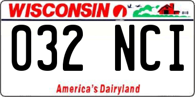 WI license plate 032NCI