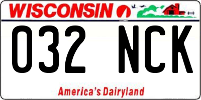 WI license plate 032NCK