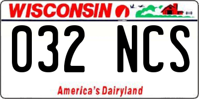 WI license plate 032NCS