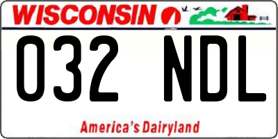 WI license plate 032NDL