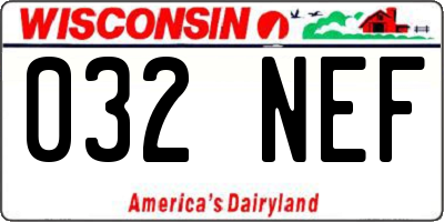 WI license plate 032NEF