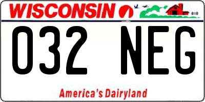 WI license plate 032NEG