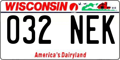 WI license plate 032NEK