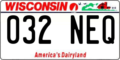 WI license plate 032NEQ