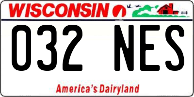 WI license plate 032NES