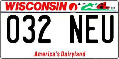WI license plate 032NEU