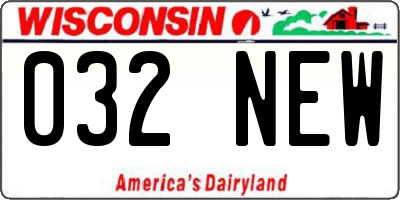 WI license plate 032NEW