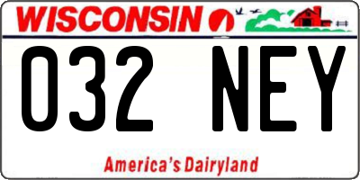 WI license plate 032NEY