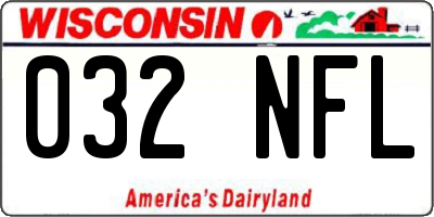 WI license plate 032NFL
