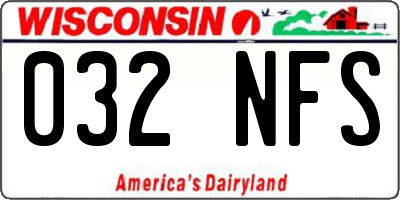 WI license plate 032NFS