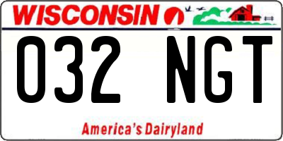 WI license plate 032NGT