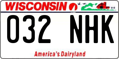 WI license plate 032NHK