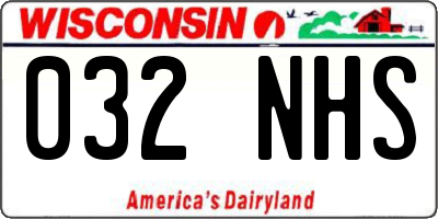 WI license plate 032NHS