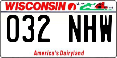 WI license plate 032NHW
