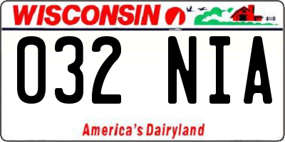 WI license plate 032NIA