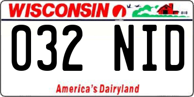 WI license plate 032NID