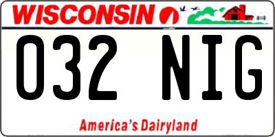 WI license plate 032NIG