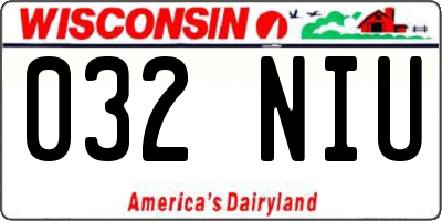 WI license plate 032NIU