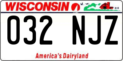WI license plate 032NJZ
