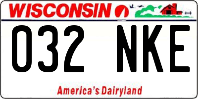 WI license plate 032NKE