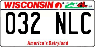 WI license plate 032NLC