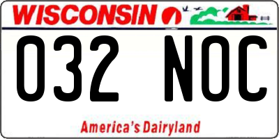WI license plate 032NOC