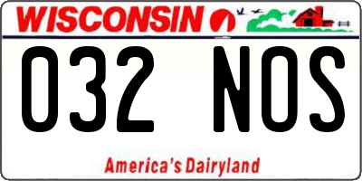 WI license plate 032NOS