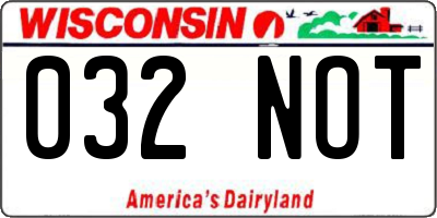 WI license plate 032NOT