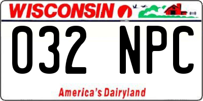 WI license plate 032NPC