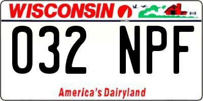 WI license plate 032NPF