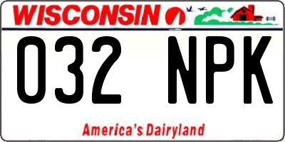 WI license plate 032NPK