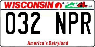 WI license plate 032NPR