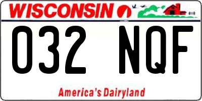 WI license plate 032NQF