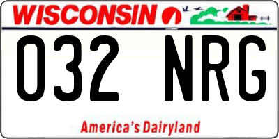 WI license plate 032NRG