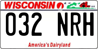 WI license plate 032NRH