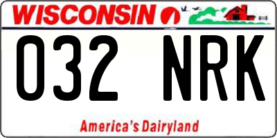 WI license plate 032NRK