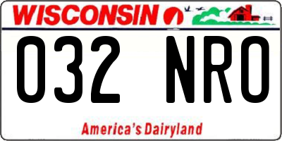 WI license plate 032NRO