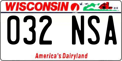 WI license plate 032NSA