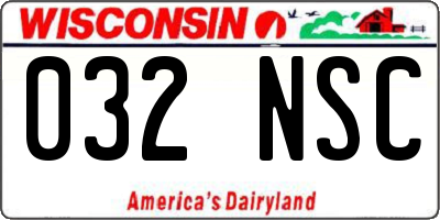 WI license plate 032NSC
